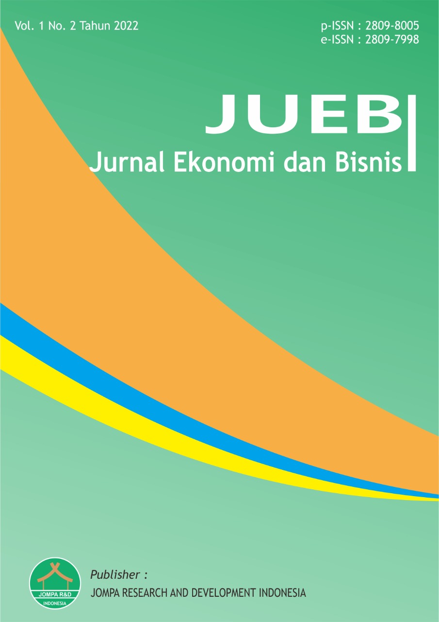 					View Vol. 1 No. 2 (2022): JUEB: Jurnal Ekonomi dan Bisnis
				